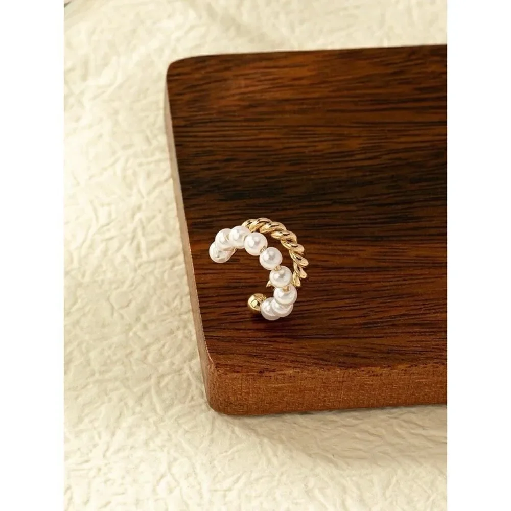 Pearl earrings, vintage layered, without piercing, pearl, cartilage earr…